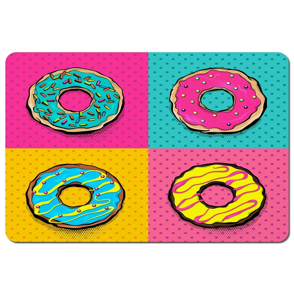 image 1 of Set doughnut sweet food, donut cartoon pop art style (Placemat)