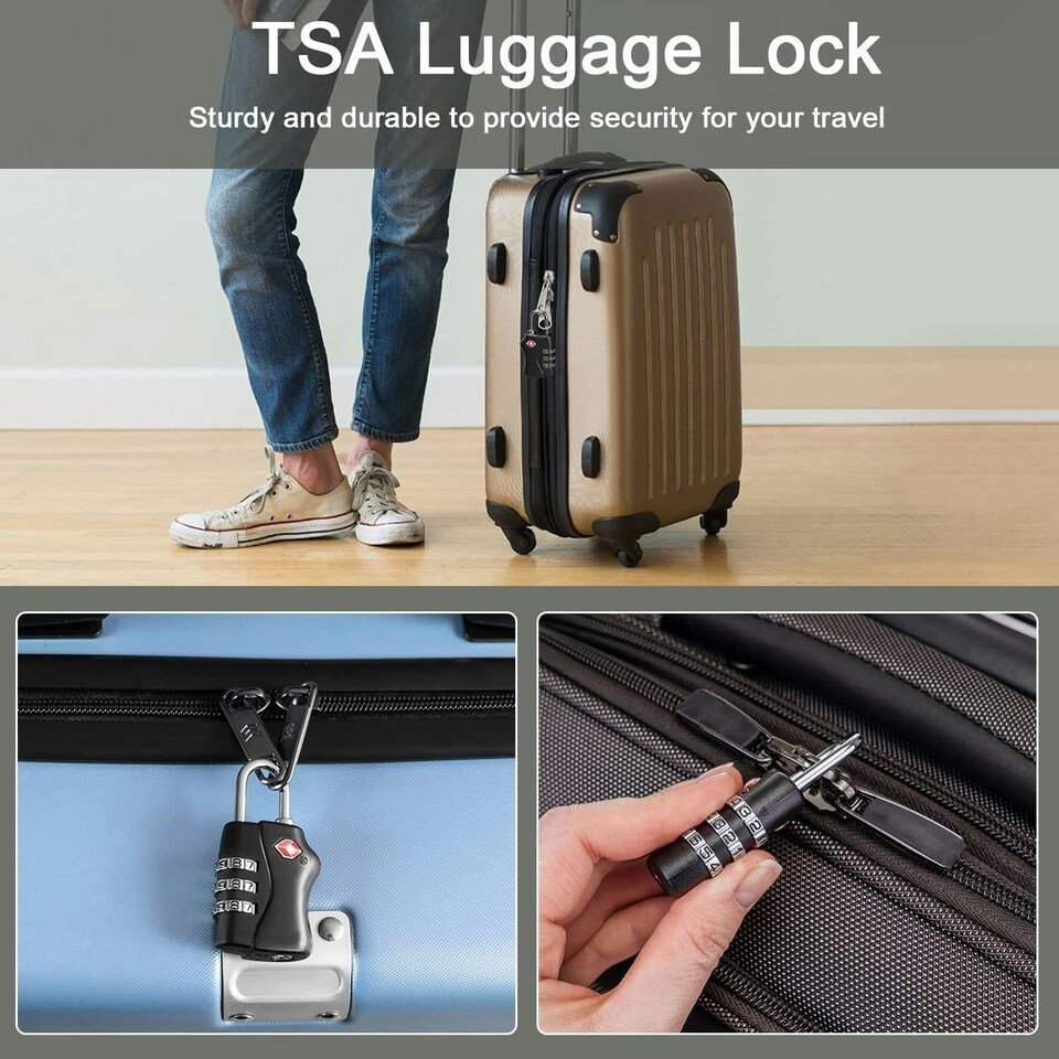 image 1 of TSA Approved 3 Combination Travel Suitcase Luggage Padlock | Blue