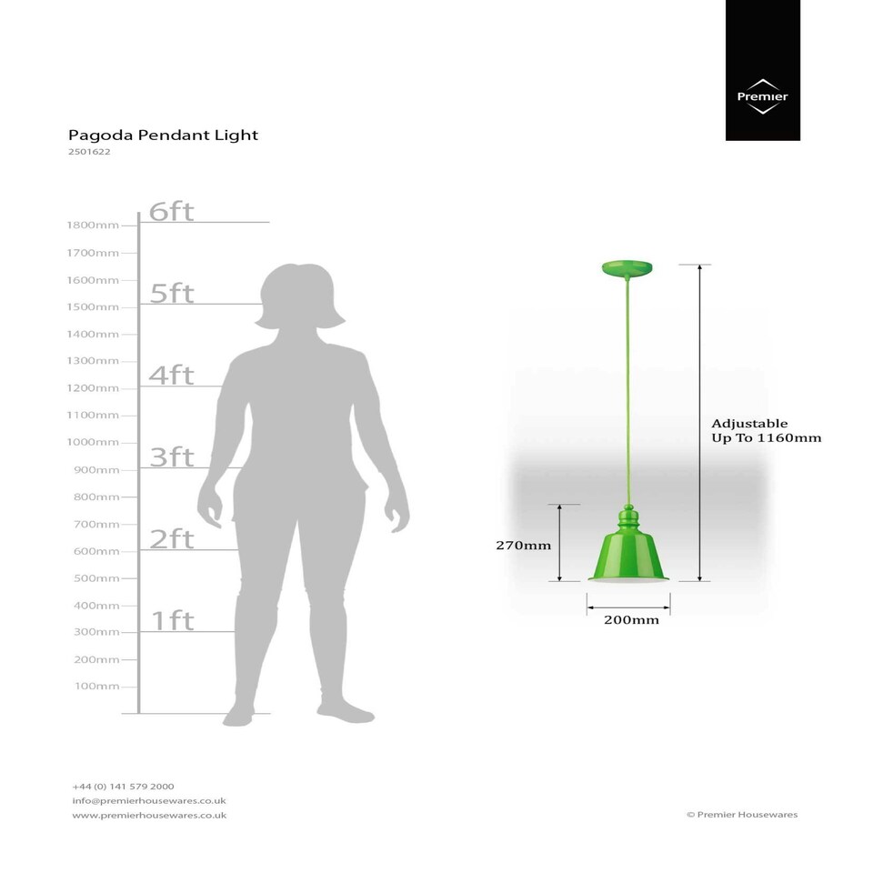 image 1 of Interiors by Premier Lime Green Pagoda Pendant Light