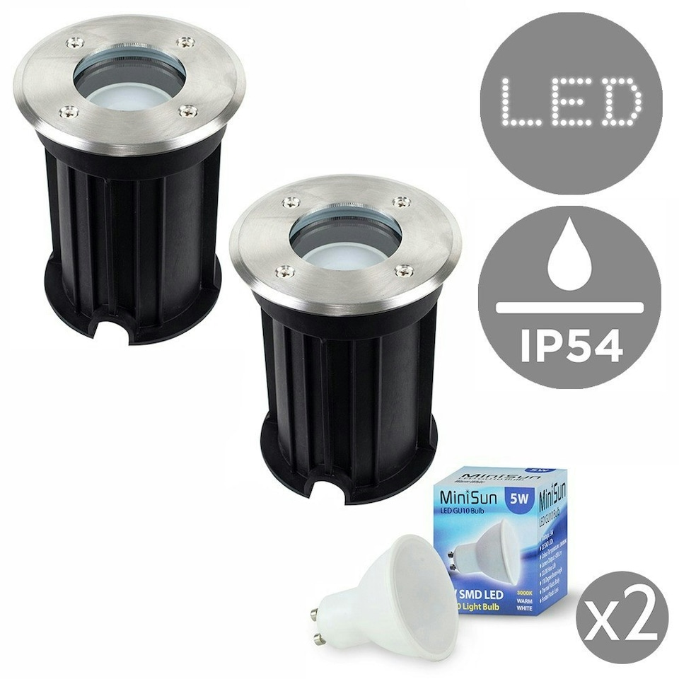 image 1 of ValueLights Pair of Silver Outdoor Walkover Lights with 5W Warm White Bulb