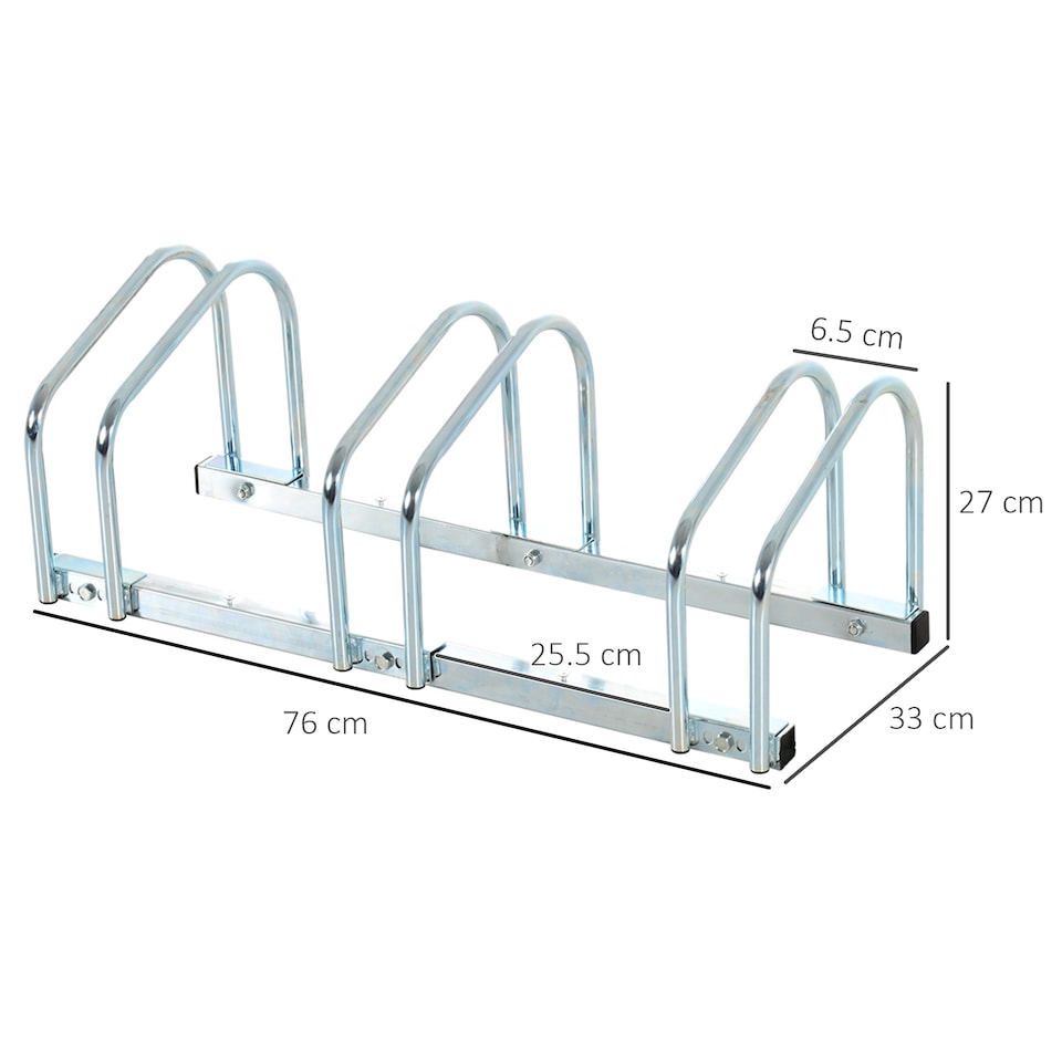 image 1 of HOMCOM Bike Parking Rack Bicycle Locking Storage Stand for 3 Cycling