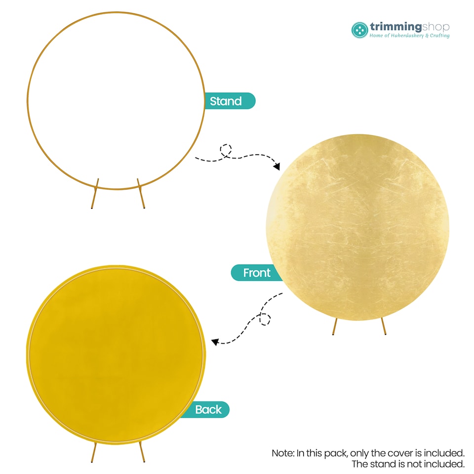 image 1 of 190GSM Shiny Gold Round Arch Wrinkle-Resistant Backdrop Cover - 180cm