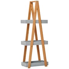 kleankin Bathroom Storage Shelves, 3-Tier Slim Shelving Unit, Freestanding Bamboo Shelf Unit, A Frame Space Saver Toilet Rack, Natural