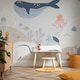 image 2 of Under The Sea Full Wall Mural in Neutrals | Cream | Blue, Neutral | Extra Large (350cm x 240cm)
