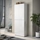 image 2 of FURNICOMP Vida 4 Door 80cm White Gloss Tall Shoe Cabinet/Storage Cupboard