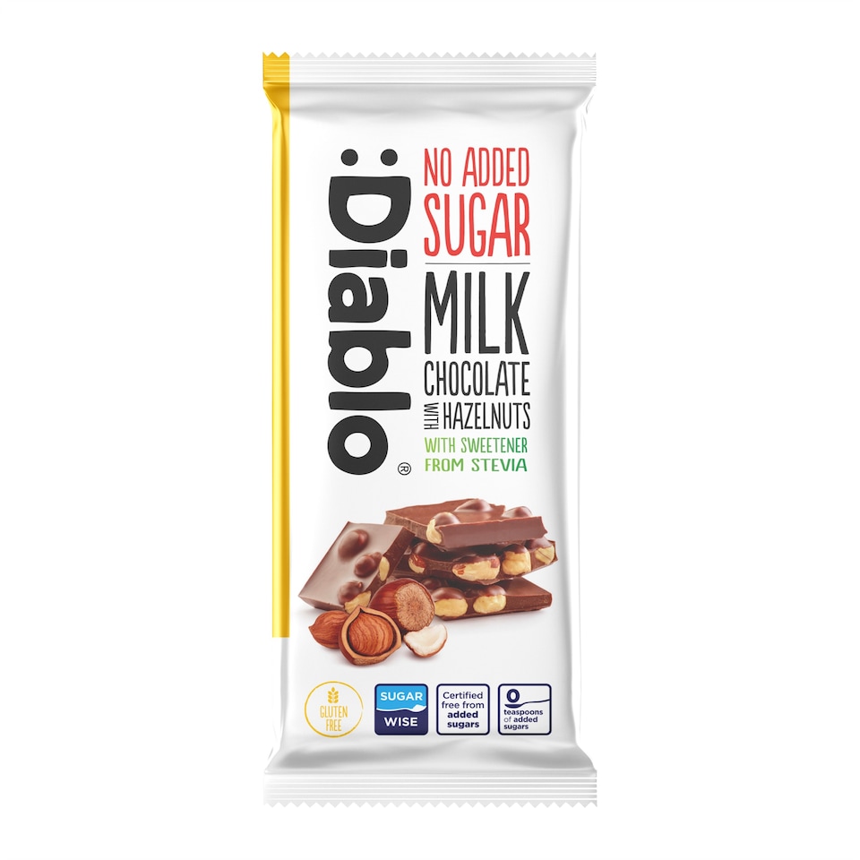 image 1 of Diablo No Added Sugar Milk Chocolate with Hazelnuts 75g