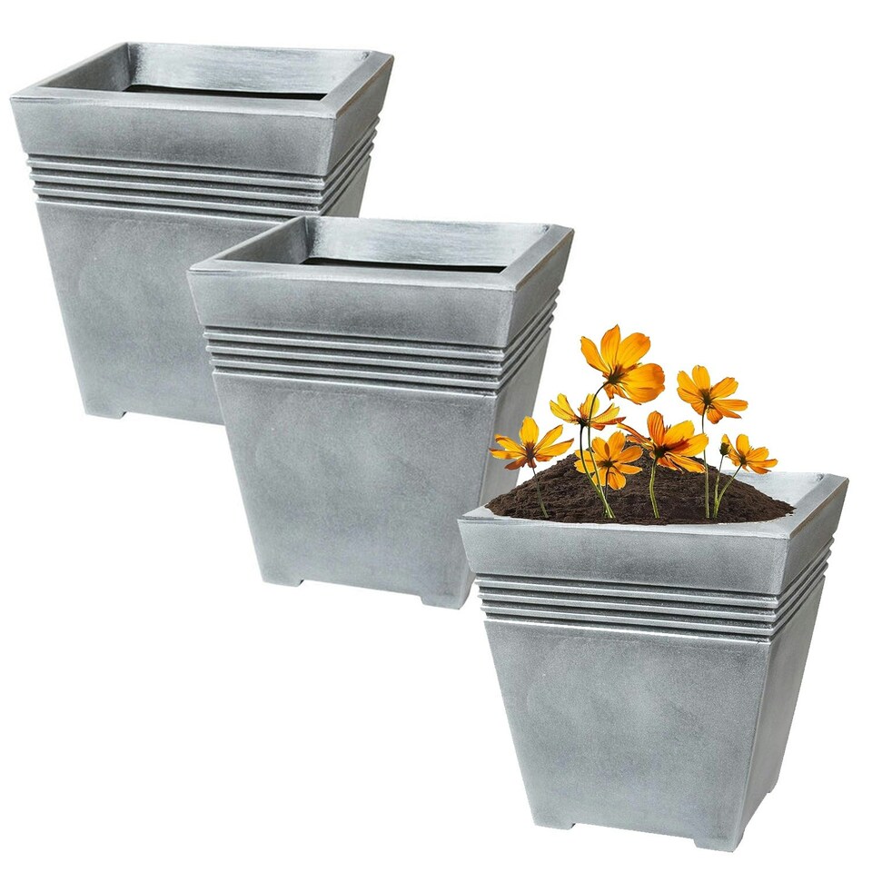 image 1 of 1 x Home Garden Square Grey Venice Trough Planter For Flowers & Plants Grey