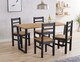 image 2 of Texas Rectangular Dining Table with Metal Legs and 4 Linea Ladder Back Chairs - Black - Antique Waxed Pine - Flat Packed | Black | 5