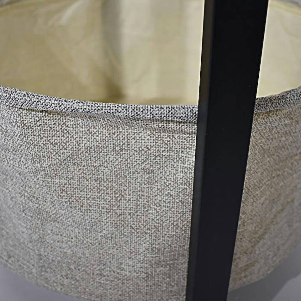 image 1 of Industrial Design Side Table With Cream Fabric Storage Base N/A