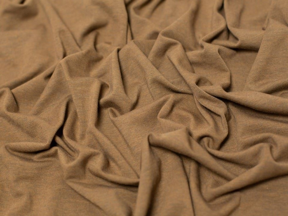 Brown Melange Cotton Jersey Stretch Knit Fabric for Dressmaking, 150cm / 59" Wide - per metre