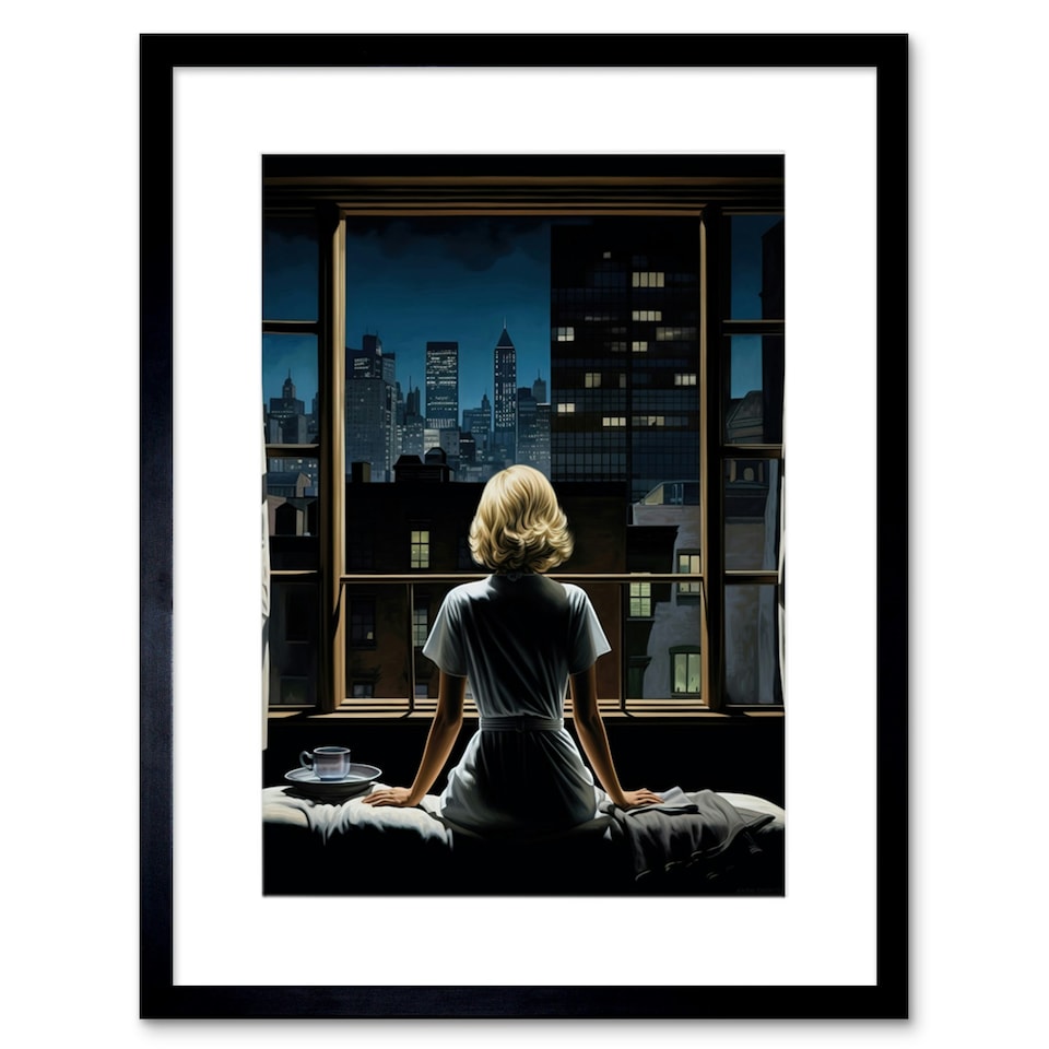 image 1 of Alfred Hitchcock Rear Window Hyperrealist 9x7" Black Framed Wall Art Print
