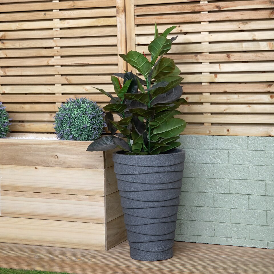 image 1 of 56cm Medium Round Grey Garden Patio Trojan Plant Pot
