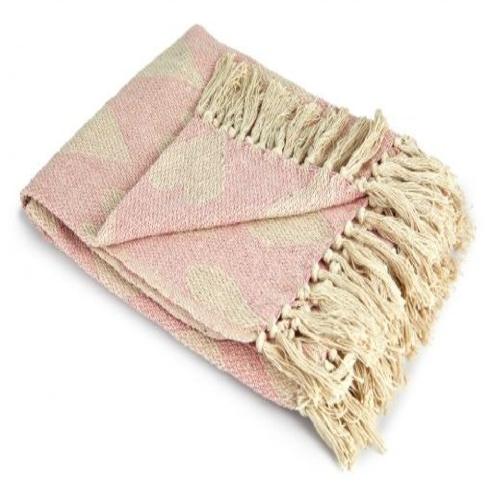 image 1 of Love Collection Recycled Cotton Throw in Pink Pink | Pink