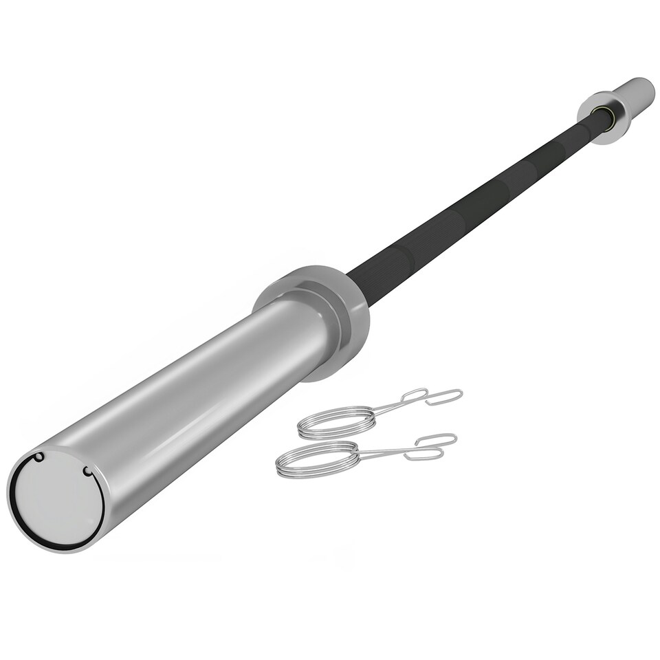 image 1 of SPORTNOW 5cm Weight Lifting Bar, Barbell Bar with Spring Clips, 210cm, 19kg