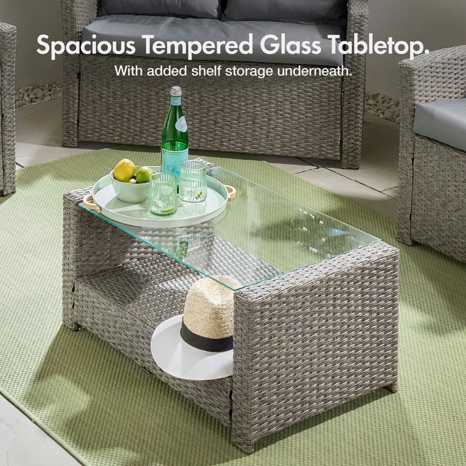 image 1 of VonHaus 4 Seater Rattan Effect Garden Furniture Set