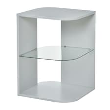 Modern Side Table Three Layer Bedside Table Nightstand w/ 2 Storage Shelves Grey