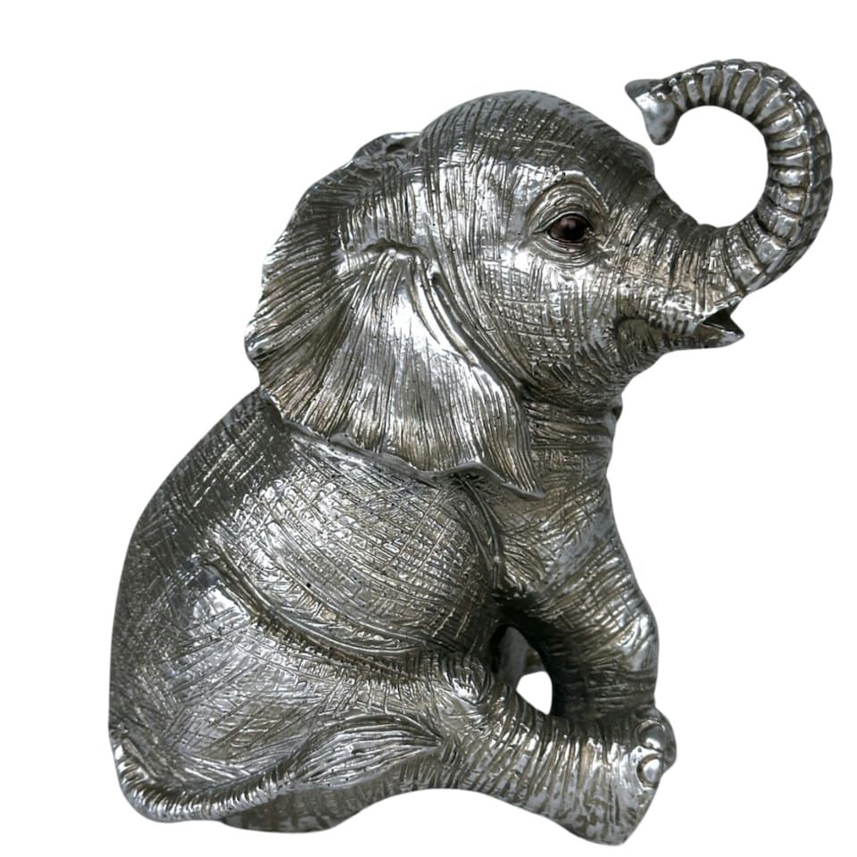 image 1 of Leonardo Reflections Silver Sitting Elephant Calf Figurine