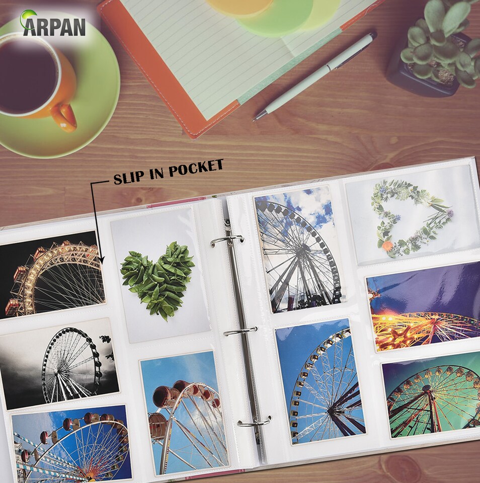 image 1 of ARPAN Large 3-Ring Binder Photo Album Holds 500 Photos 6x4" (10x15cm) – Slip In Pocket Picture Album for Wedding, Baby, Birthday, Family & Travel Memories