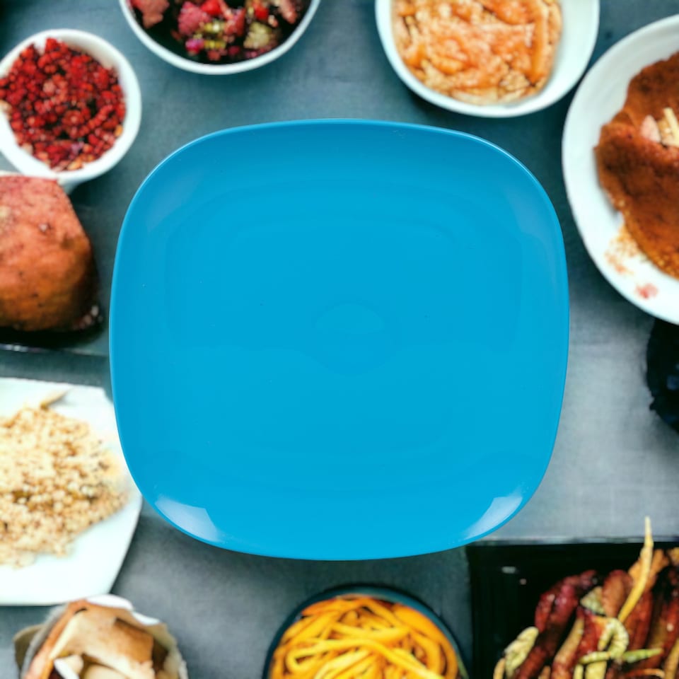image 1 of 6x Plastic Dinner Plates | Blue | 1