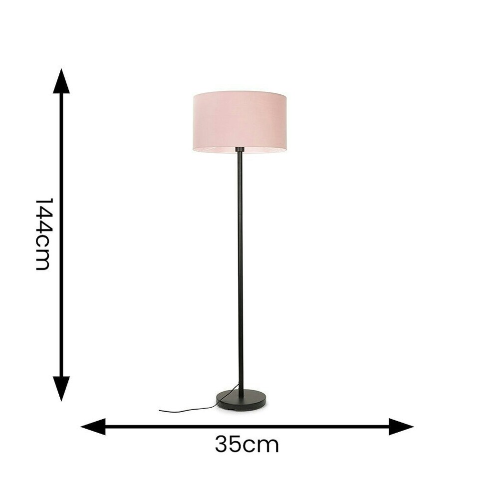 image 1 of ValueLights Charlie Black Floor Lamp with Pink Shade | Black