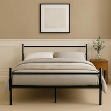 King Size Metal Bed Extra Strong Frame Stylish Bedroom Storage Modern Sturdy Design