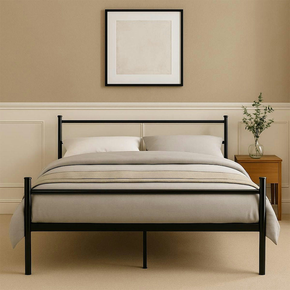 image 1 of King Size Metal Bed Extra Strong Frame Stylish Bedroom Storage Modern Sturdy Design