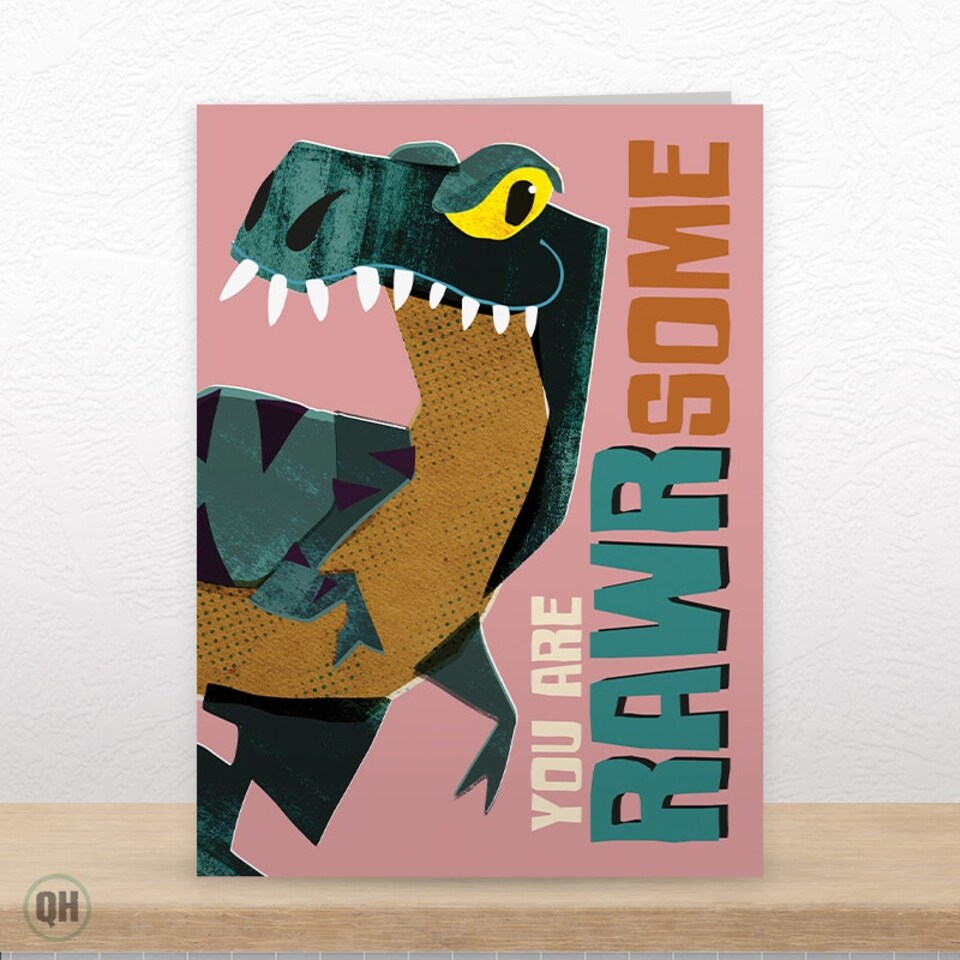 image 1 of You Are Rawrsome - Dinosaur Art Card By Paul Delaney