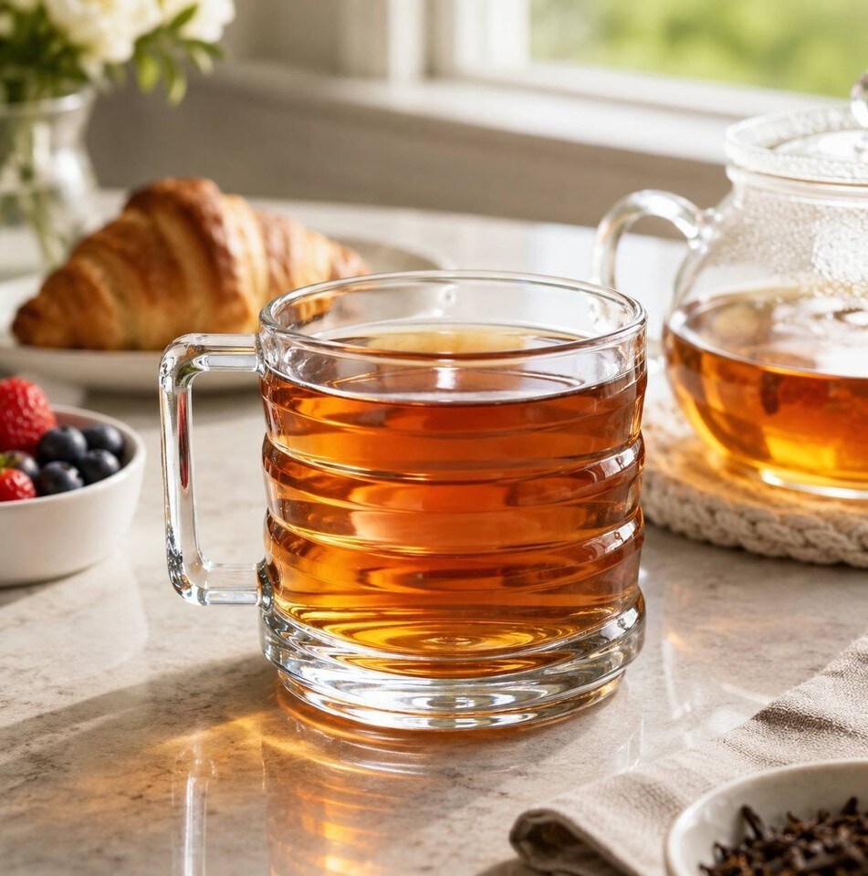 image 1 of 250ml Mugs Modern Clear Glass Tea Coffee Cups Hot Drinks Latte Glasses Set of 12