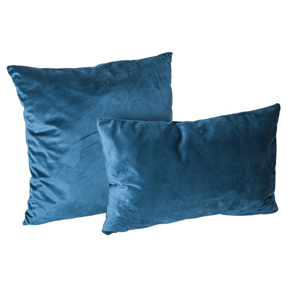 image 1 of Nicola Spring Square Velvet Cushions - 55cm x 55cm - Blue - Pack of 2 | Blue | Blue