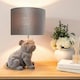 image 1 of ValueLights Billy Bulldog Velvet Grey Table Lamp with Grey Velvet Drum Shade