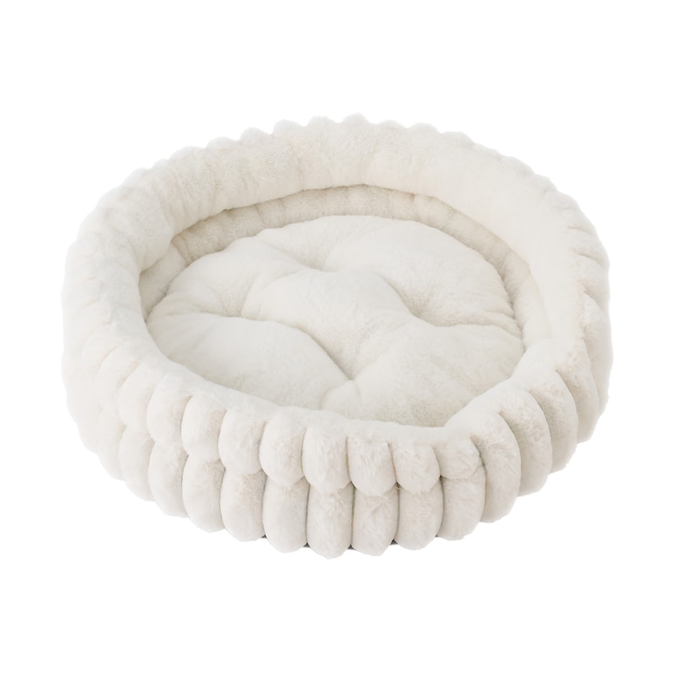 image 1 of Living and Home Pet Bolster Bed for Cat and Dog | White | S