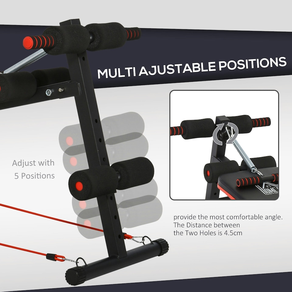 image 1 of HOMCOM Foldable Sit Up Bench 5-Level Adjustable Core Workout for Home Gym Black