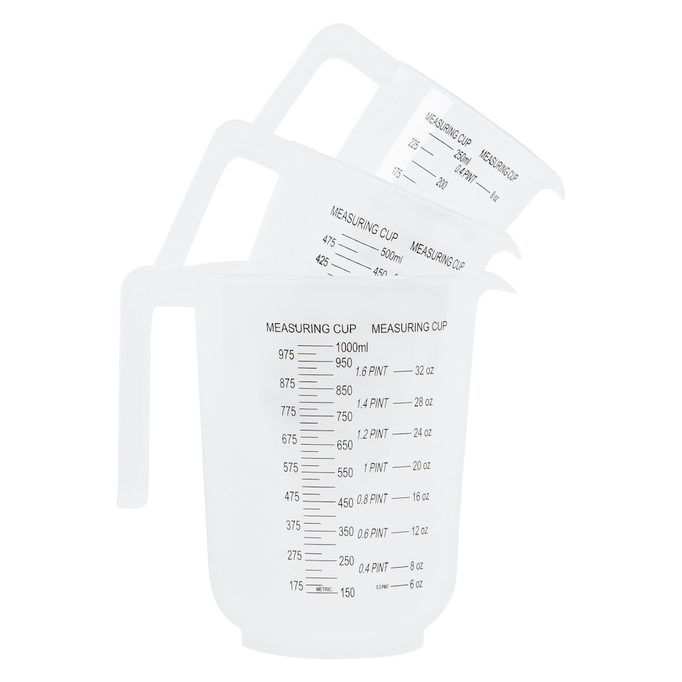image 1 of Ashley 3pc Plastic Measuring Jug Set - White White | One Size