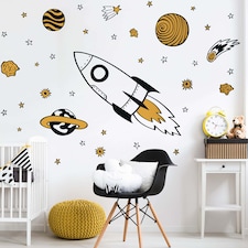 Rocket and Stars Wall Stickers