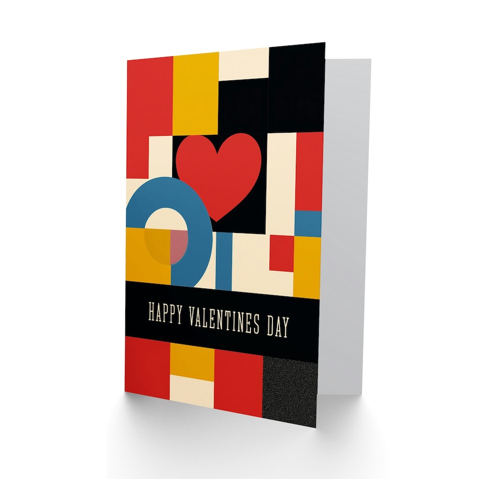 image 1 of Love Heart Bold Geometric De Stijl Valentines Day Card For Her