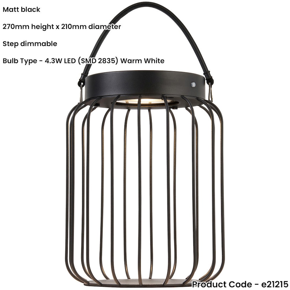 image 1 of Metal Caged Solar Powered Table Lamp - Dusk Dawn Sensor - IP44 Outdoor Hanging Table Light