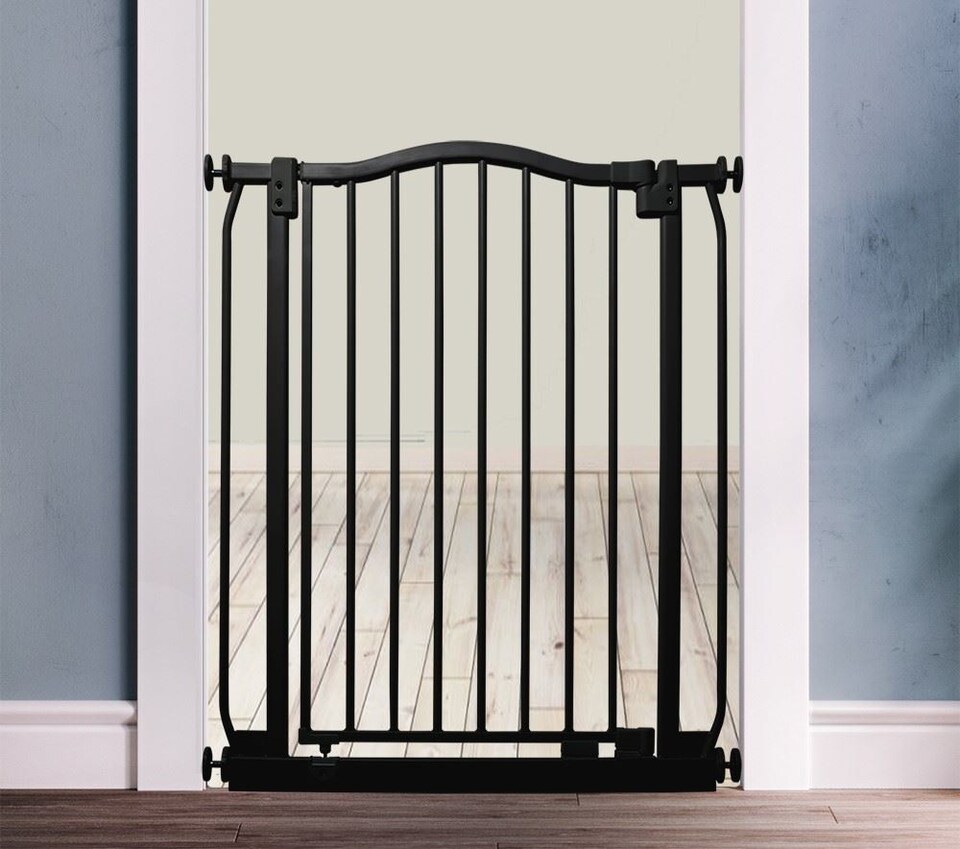image 1 of Safetots Curved Top Safety Gate, 125cm - 134cm, Matt Black, Pressure Fit Stair Gate | Black