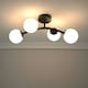 image 2 of ValueLights Jas Black 4 Way Ceiling Light with Opal White Frosted Glass Globe Shades