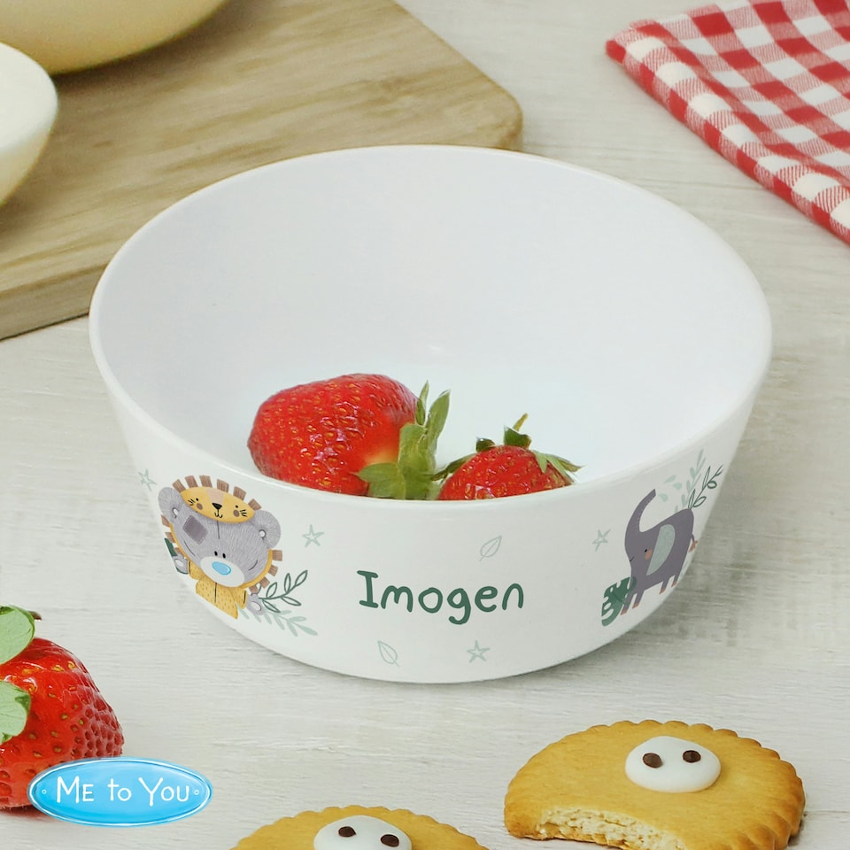 image 1 of Personalised Tiny Tatty Teddy Jungle Animals Plastic Bowl