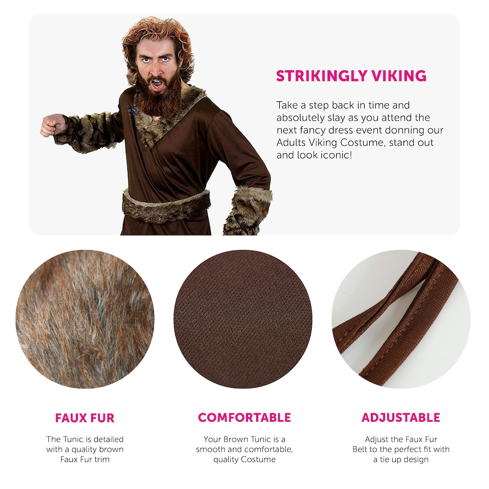 image 1 of Viking Warrior Costume | Brown | XL