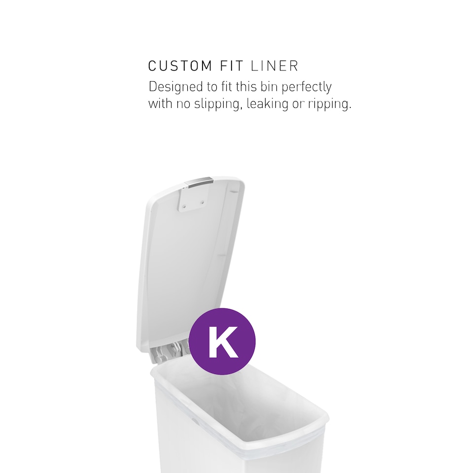 image 1 of Simplehuman 40L Slim Pedal Kitchen Bin with Lid Lock, White Plastic