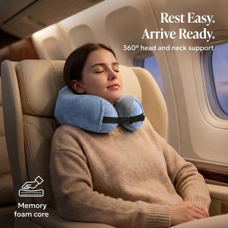 image 1 of Lugg Memory Foam Travel Pillow with Storage Bag 360 Degree Neck Support