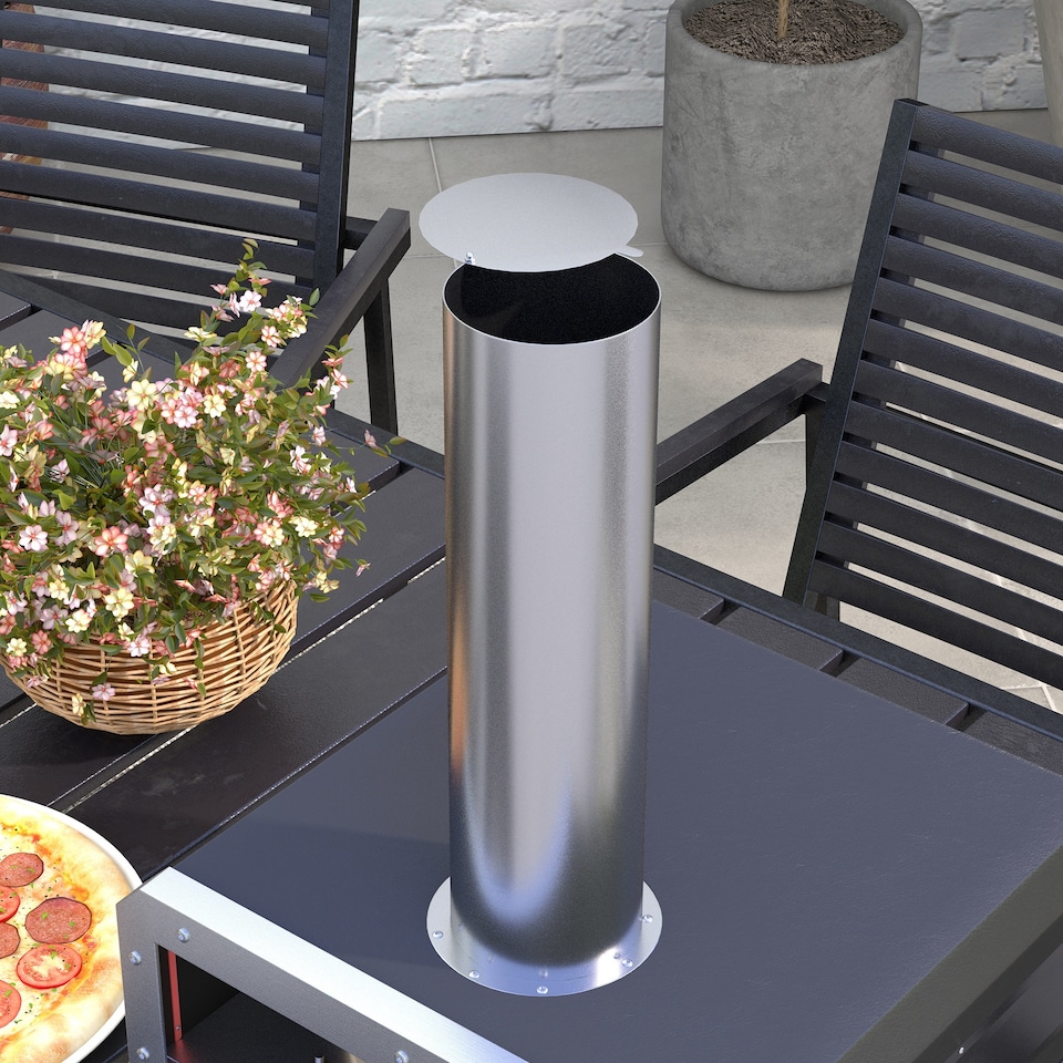 image 1 of Outsunny Wood Fired Pizza Oven with Rotating Pizza Stone and Cover, Black