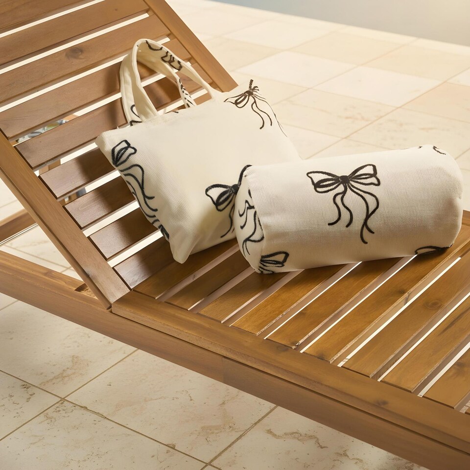 image 1 of OHS Bows Print Beach Bolster Neck Back Support Pillow | White | Monochrome