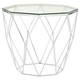 image 1 of Tempered Glass and Chrome Hexagon End Table,Geometric Chrome Finish Small Side Table,Glass Top Side Table Silver