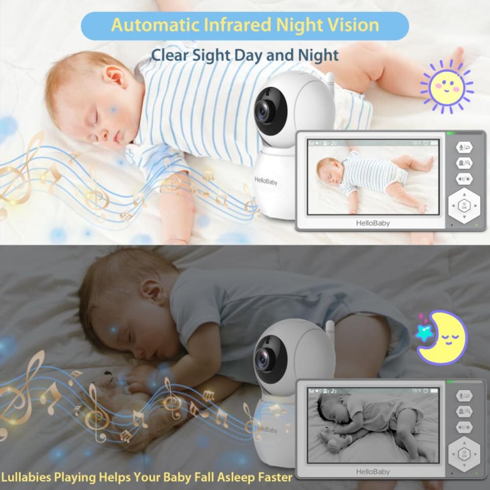 image 1 of HELLOBABY HB6049 4.3 Inch LCD Display Baby Monitor - White