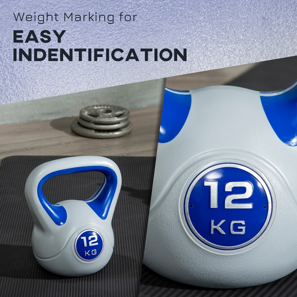 image 1 of SPORTNOW 12kg Kettle Bell with Handle for Home Gym, Dark Blue and Grey | Blue | Blue