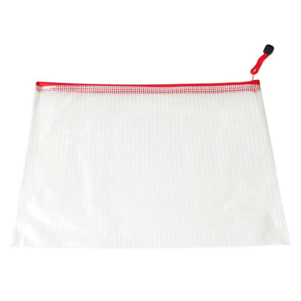 image 1 of Pack of 12 A4 Red Zip Strong Mesh Bags - Tough Waterproof Storage