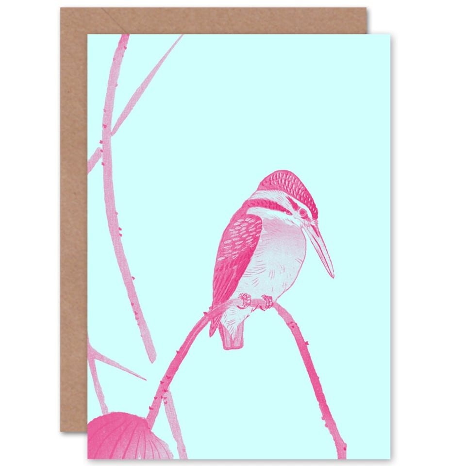 image 1 of Ohara Koson Lotus Kingfisher Art Blank Just to Say Card