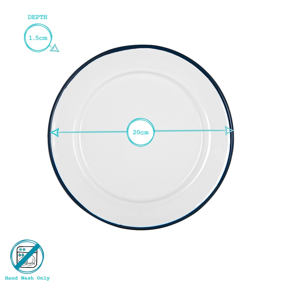 image 1 of Argon Tableware White Enamel Side Plates - 20cm - Navy - Pack of 6 | Blue | Navy